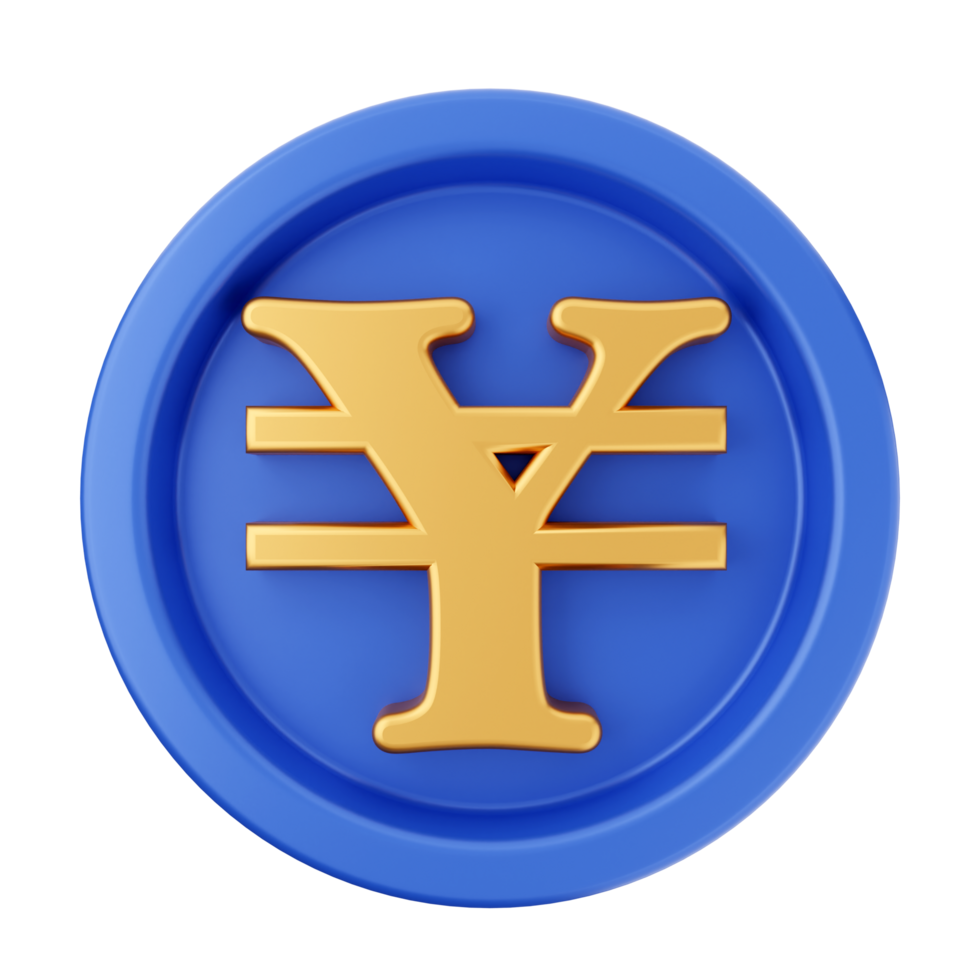 Yuan symbol in blue and gold png