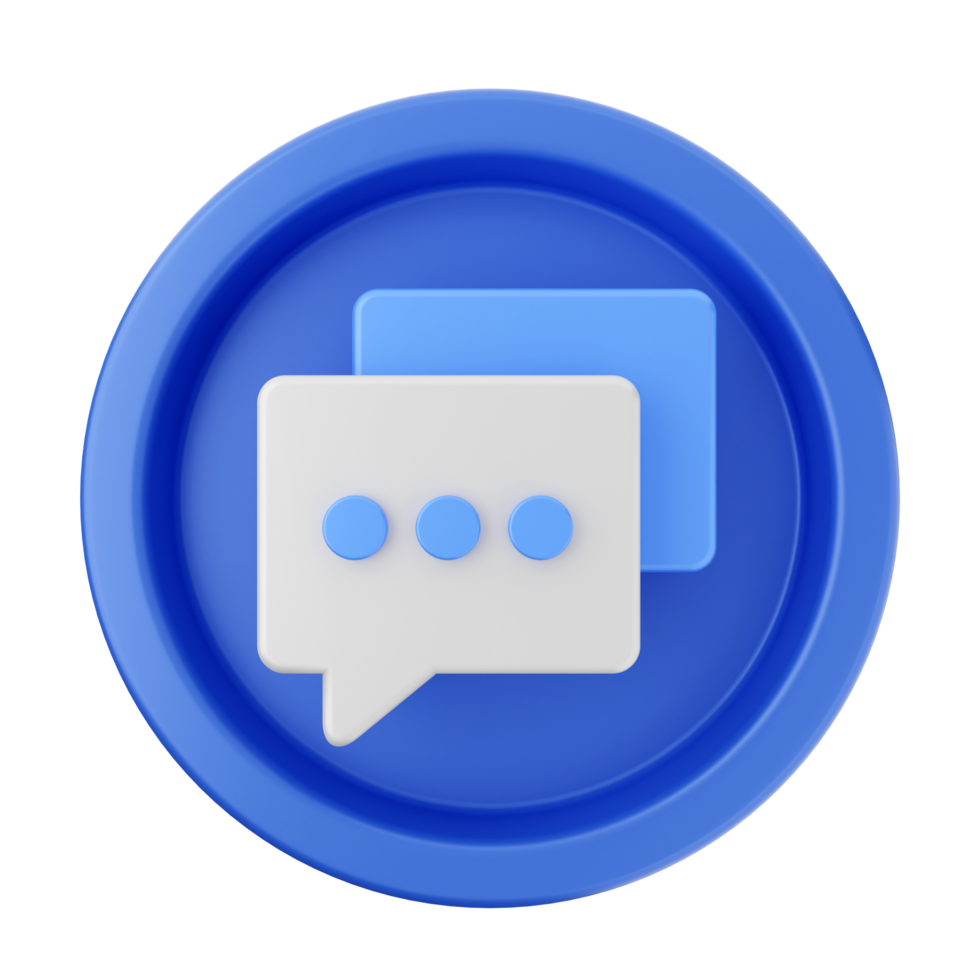 A blue button with a speech bubble icon png