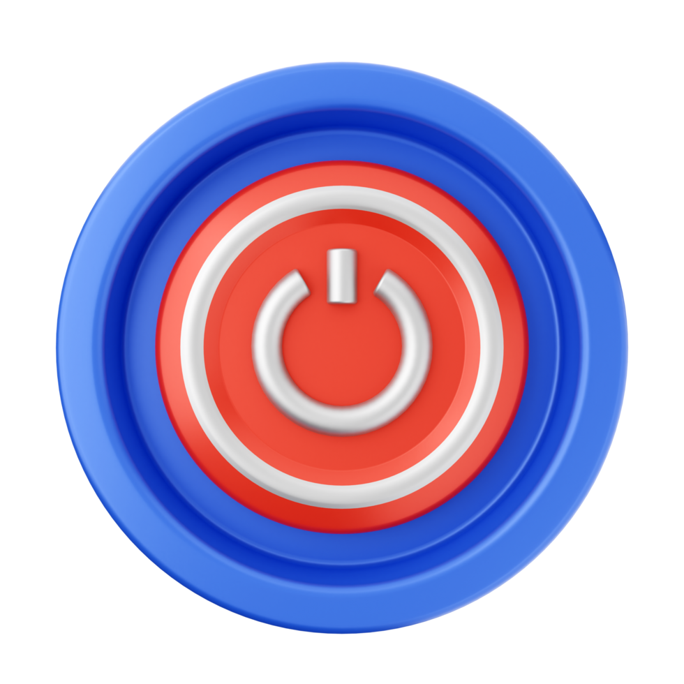 A red and blue button with a power symbol png