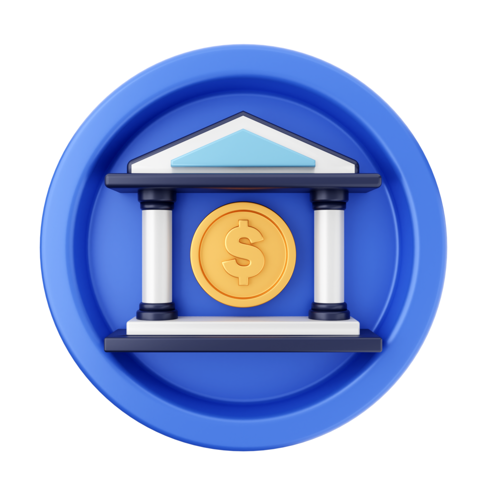A blue button with a dollar coin on top png