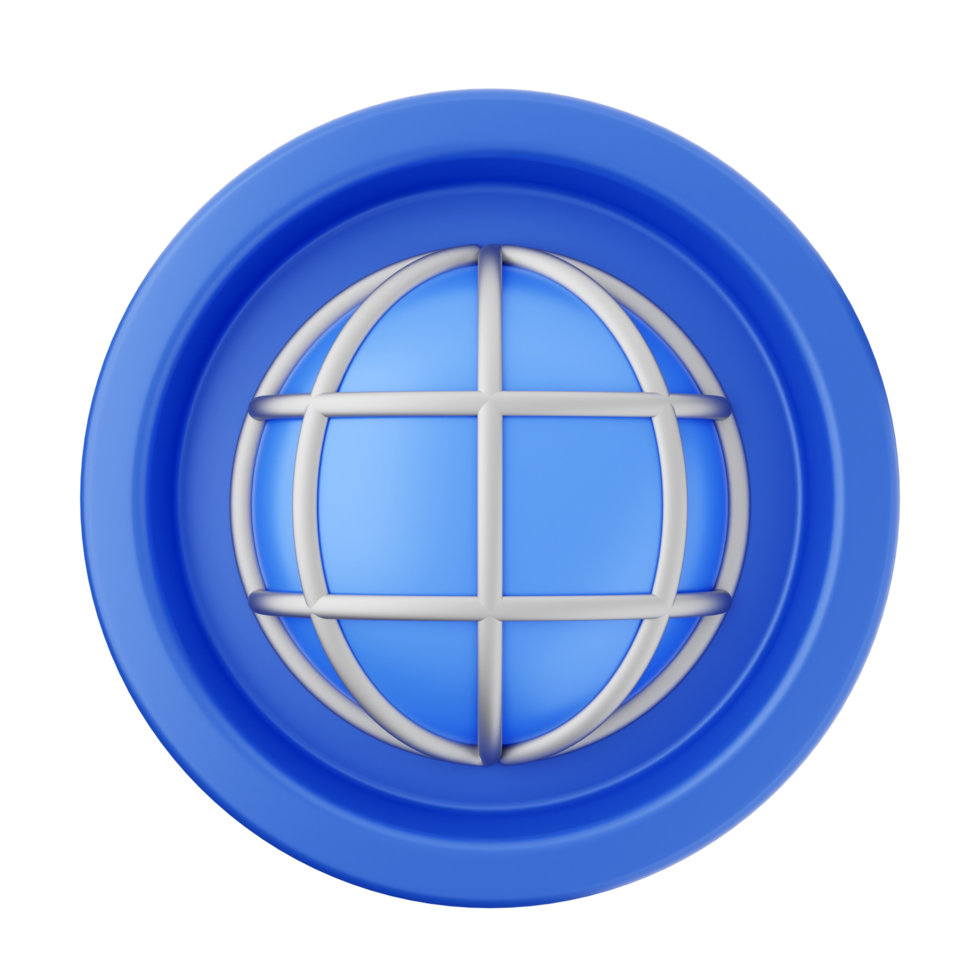 A blue button with a globe on it png
