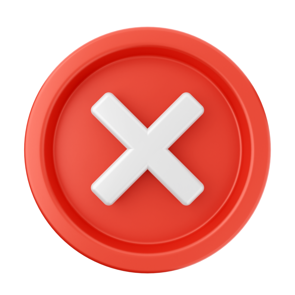 A red button with an x symbol on it png