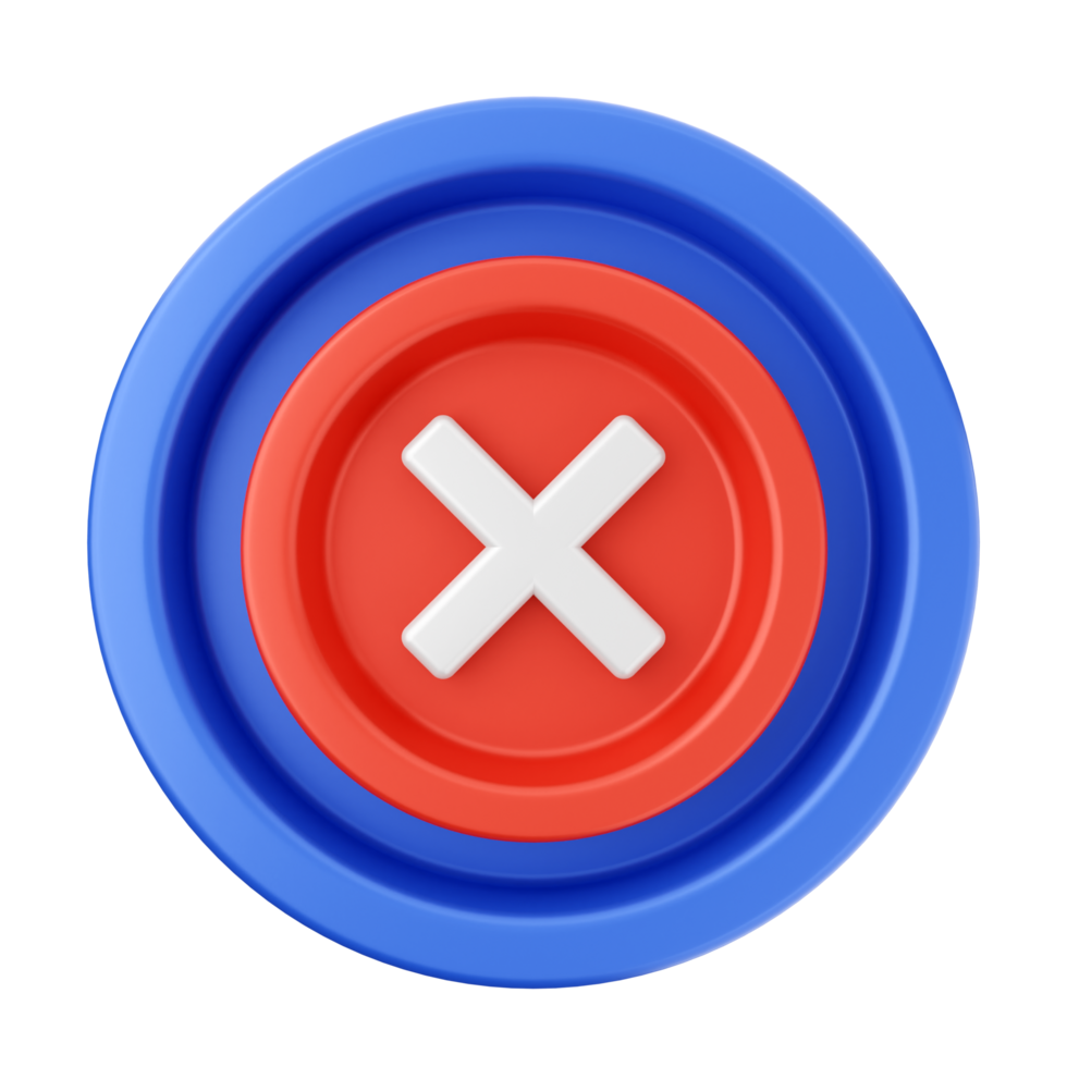 A red and blue button with an x on it png