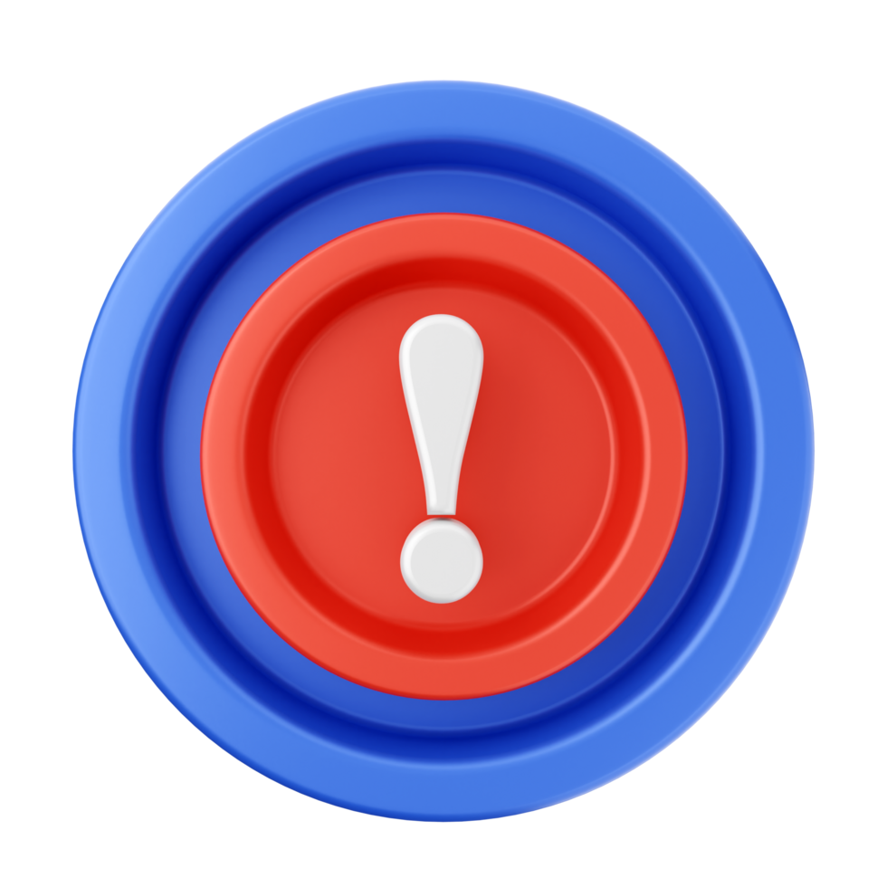 A red and blue button with an exclamation mark png
