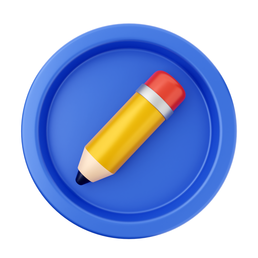 A blue plate with a pencil and a red eraser png