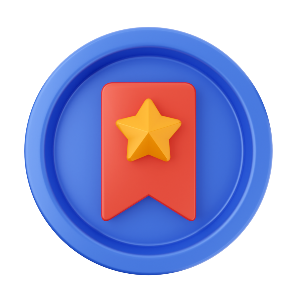 A blue star with a red ribbon on it png