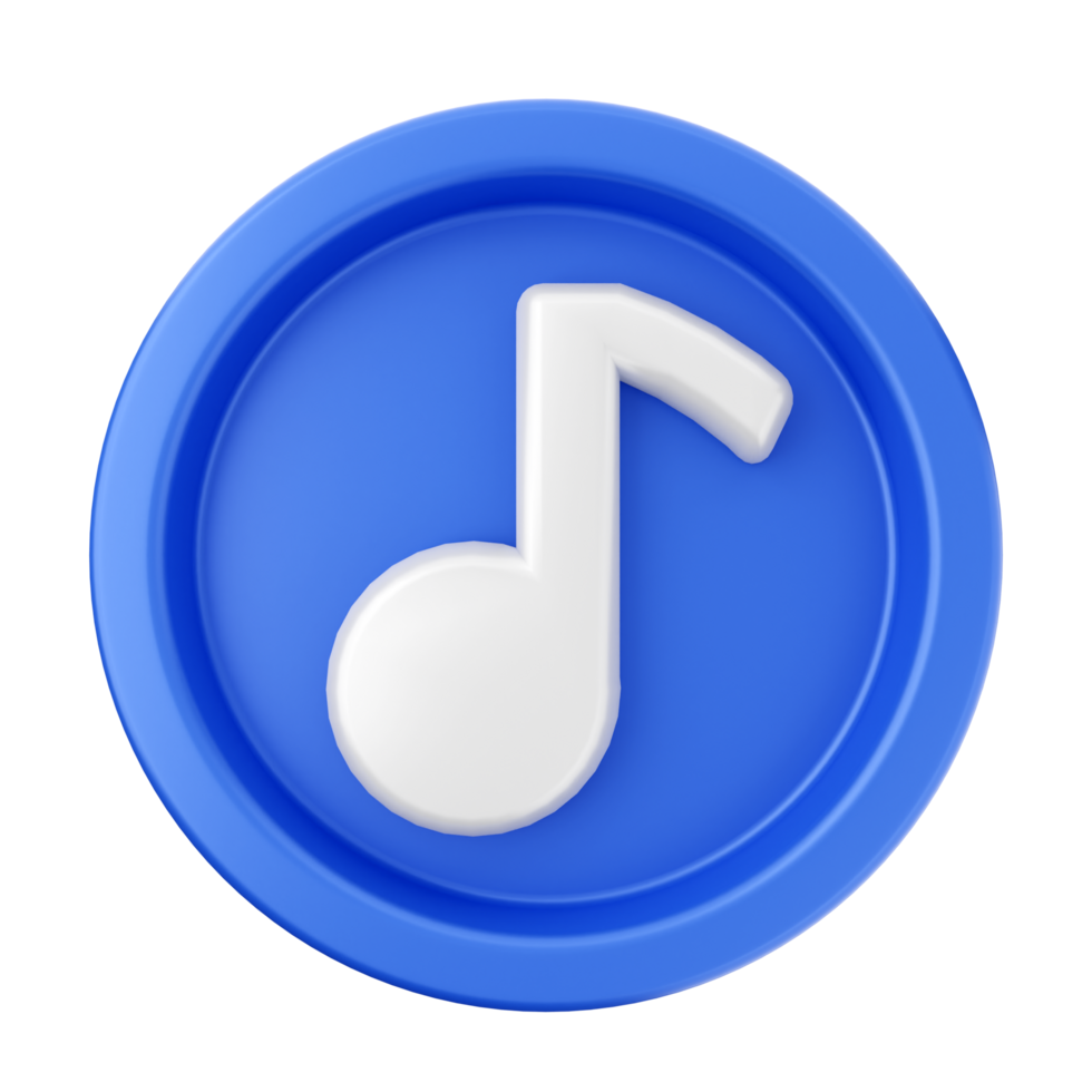 A music note icon on a blue button png