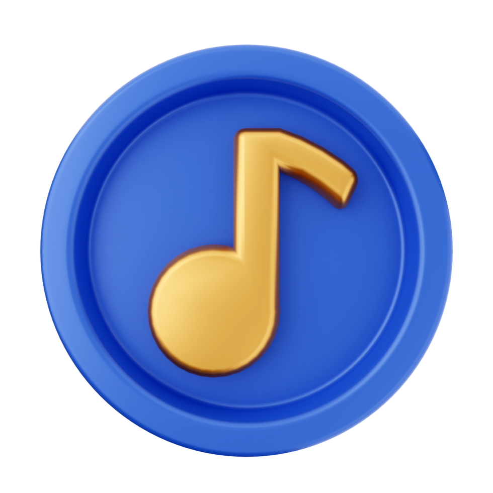 Music player icon with a golden music note png