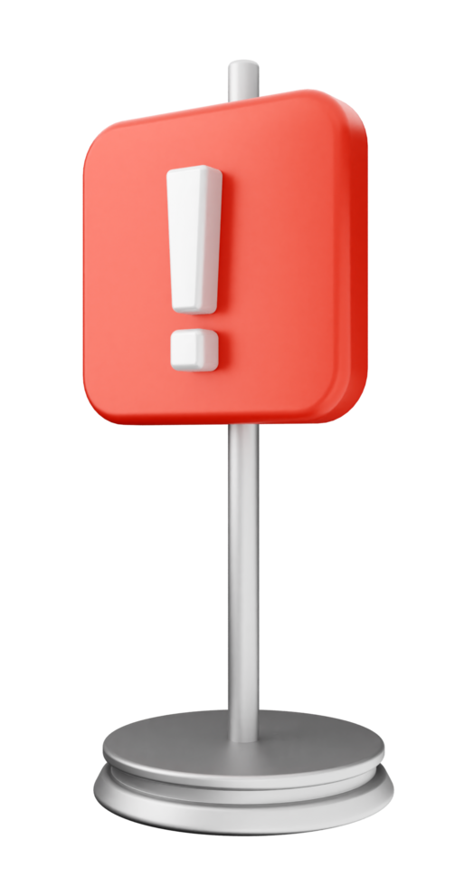 A red sign with an exclamation point on top png