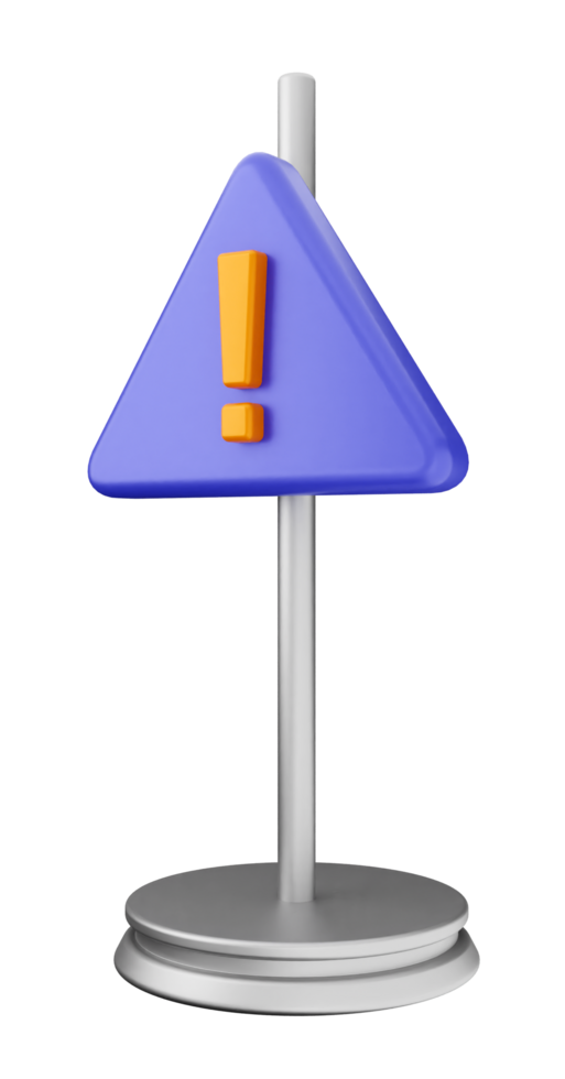 A blue triangle with an orange exclamation sign on top png