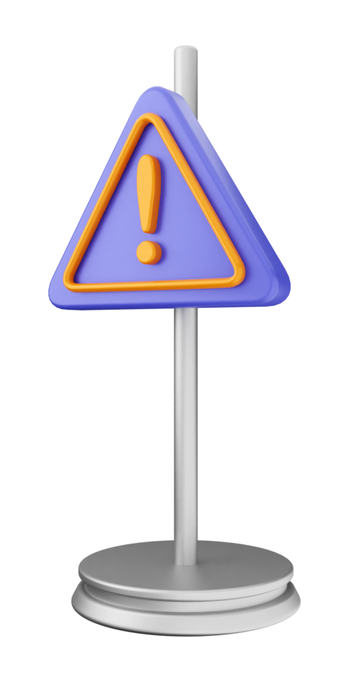 A warning sign with an orange and blue triangle png
