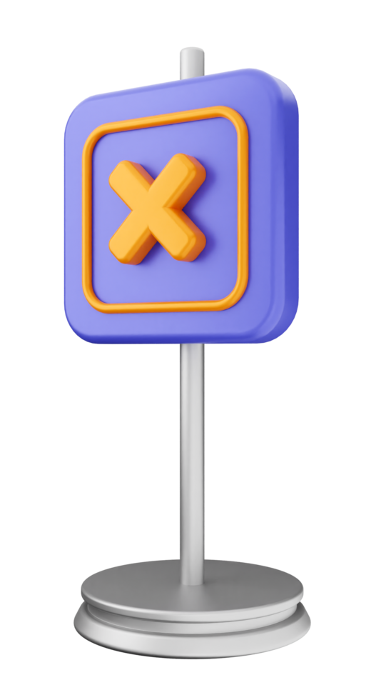 A purple and orange sign with an x on it png