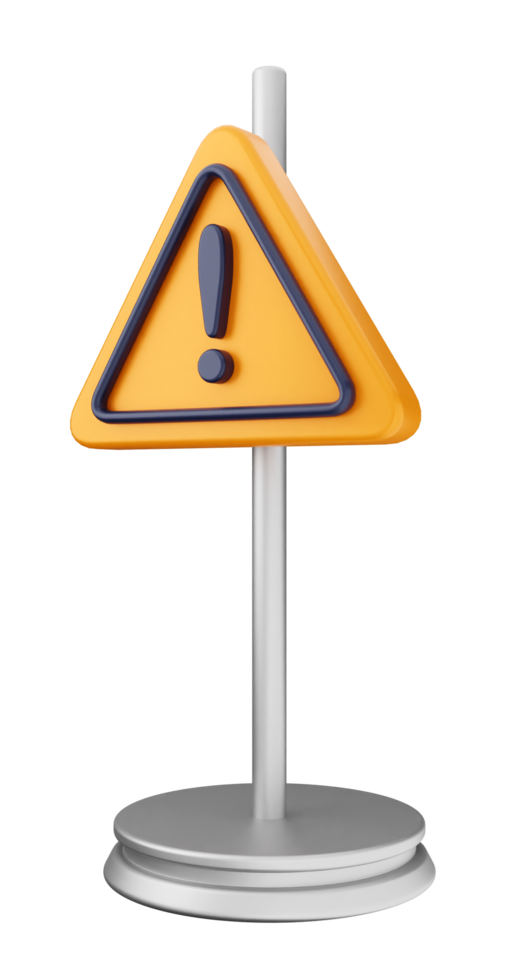 A yellow warning sign on a pedestal png