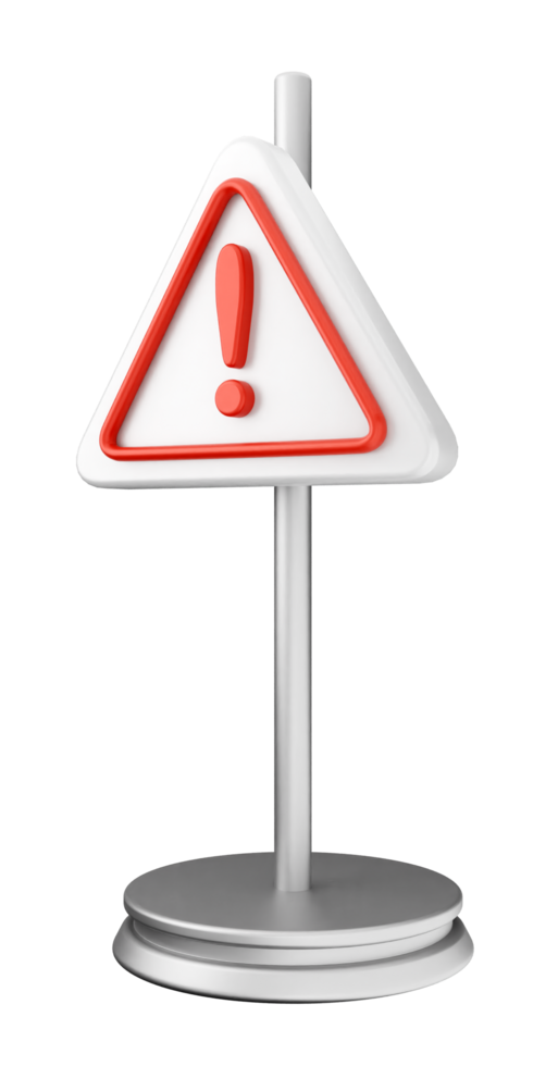 A red and white warning sign on a pedestal png