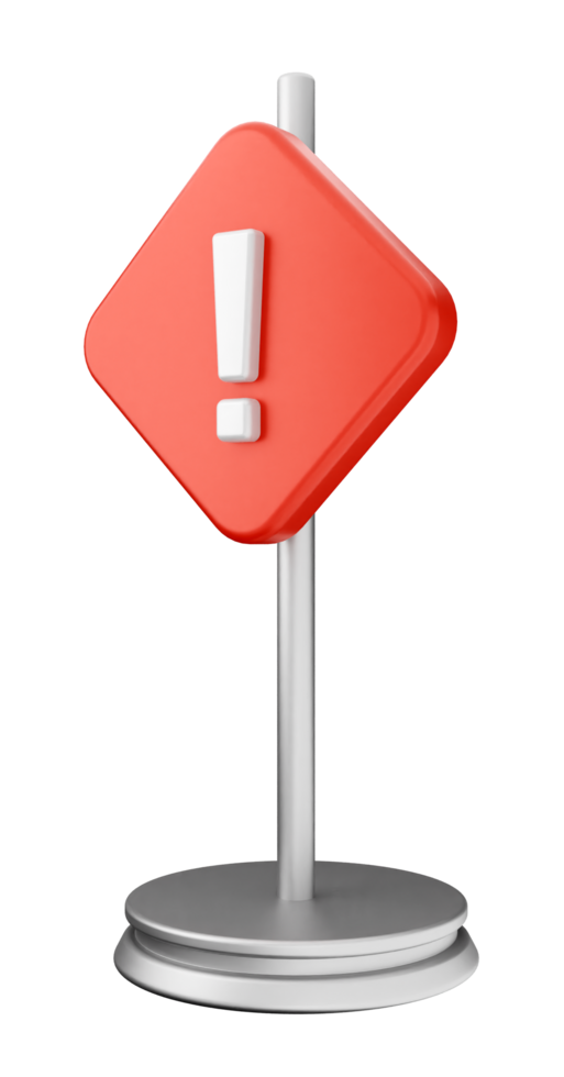 A red warning sign on a stand png