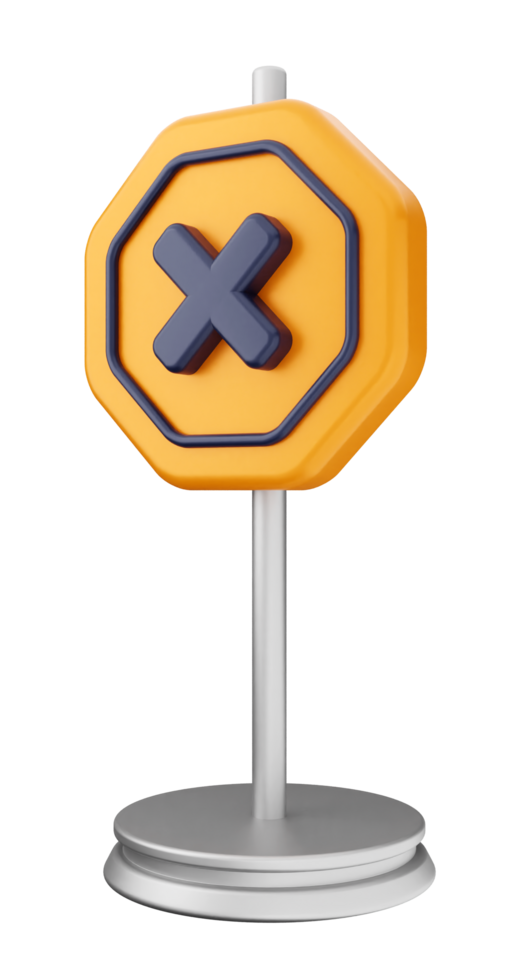 A yellow and orange sign with an x on it png