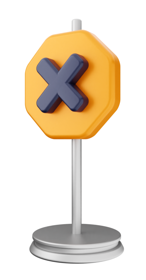 A yellow and blue sign with an x on it png