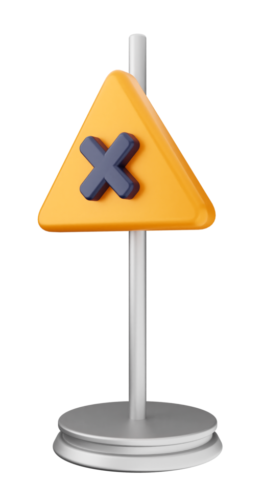 A yellow triangle with an x on it png
