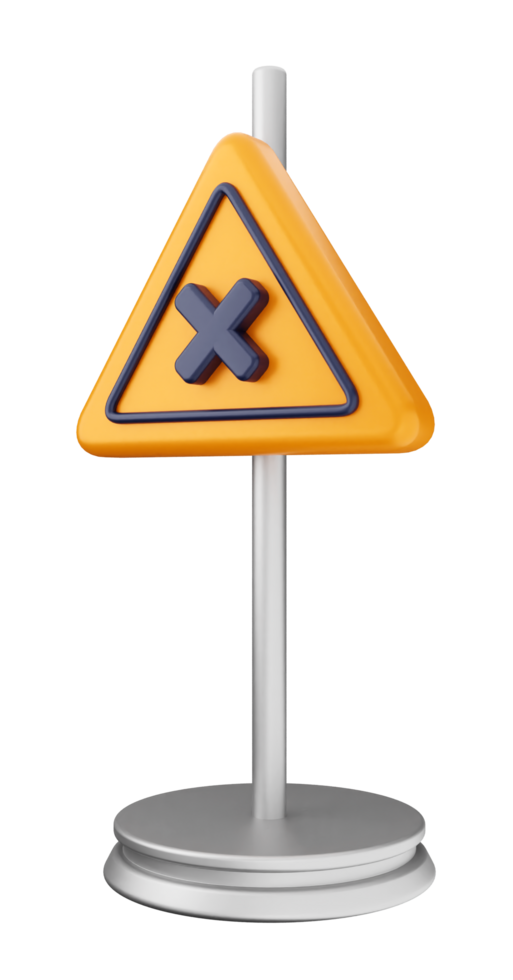 A yellow and orange warning sign on a stand png