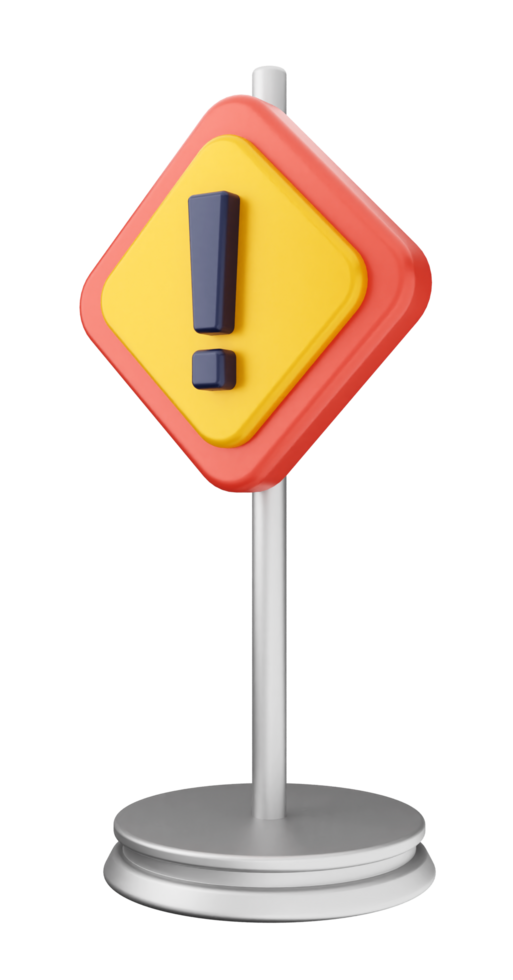 A yellow and red warning sign on a stand png