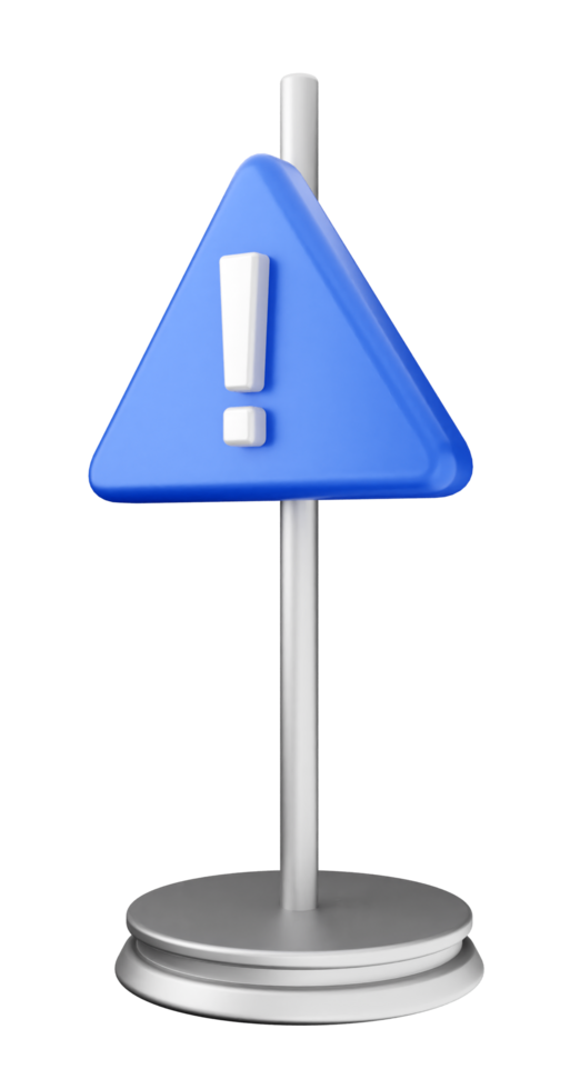 A blue triangle with an exclamation point on top png