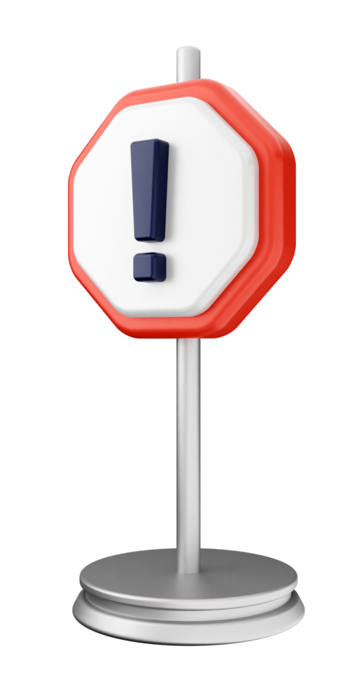A red and white sign with an exclamation point on it png