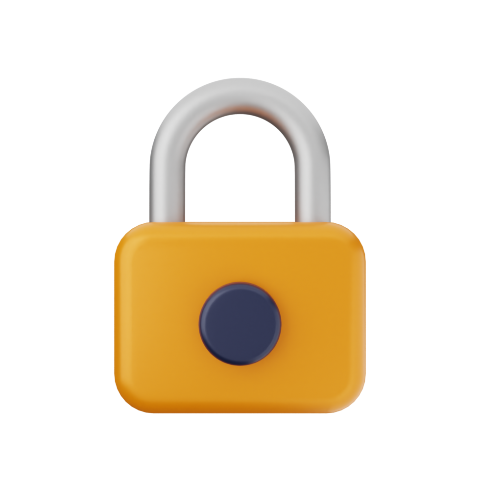An orange lock with a blue button on it png