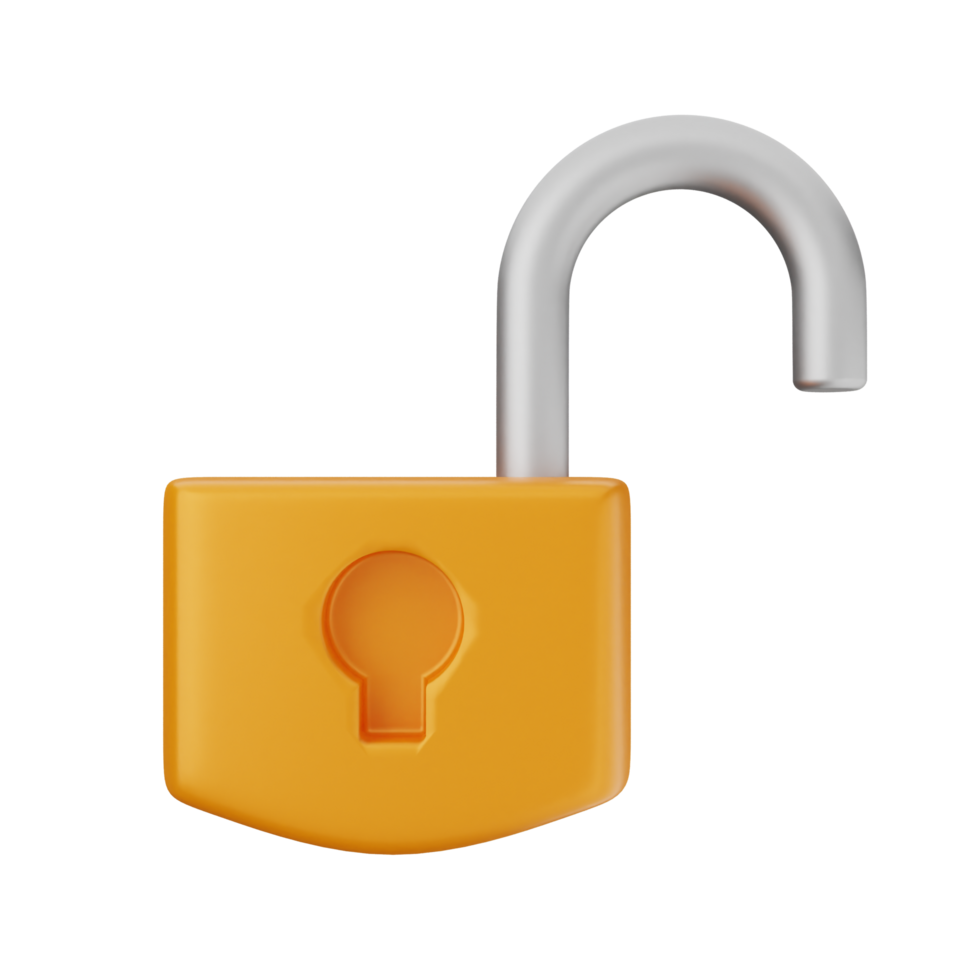 An orange padlock with a light bulb inside png