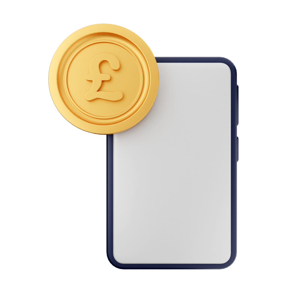 Mobile phone with coin on black background png