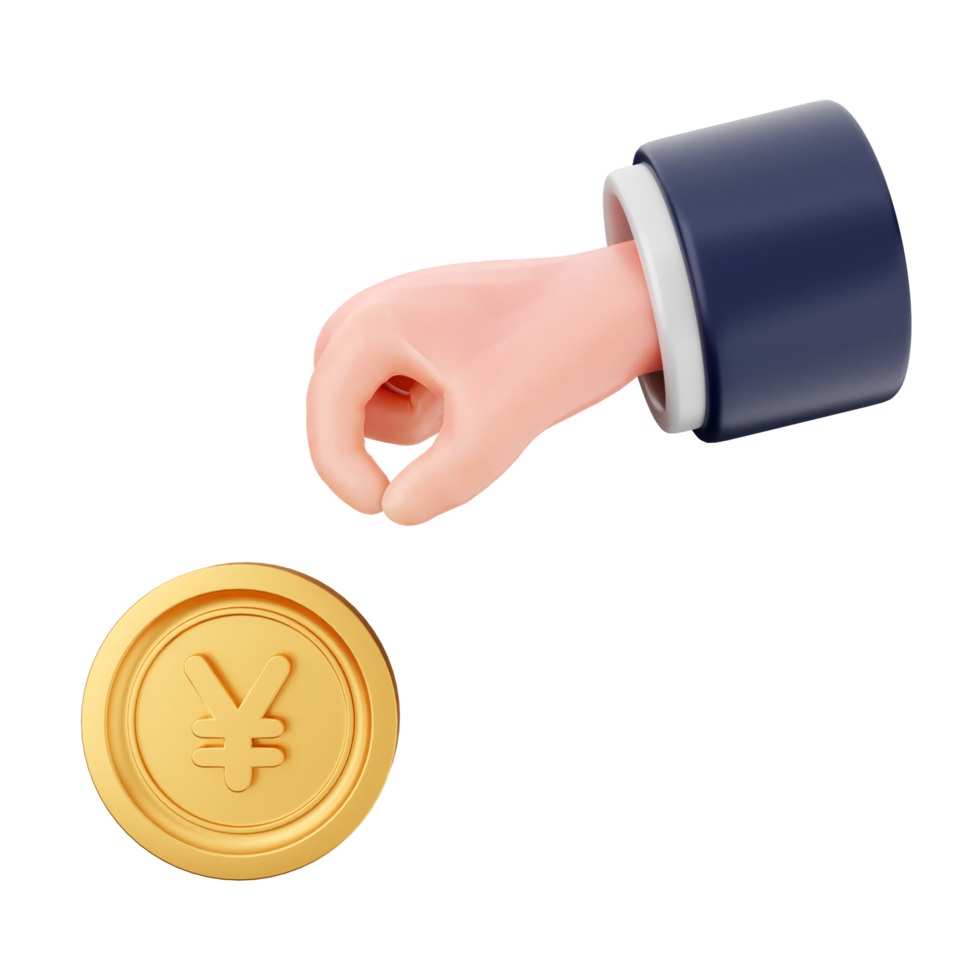 A hand holding a gold coin with a hand in a suit png