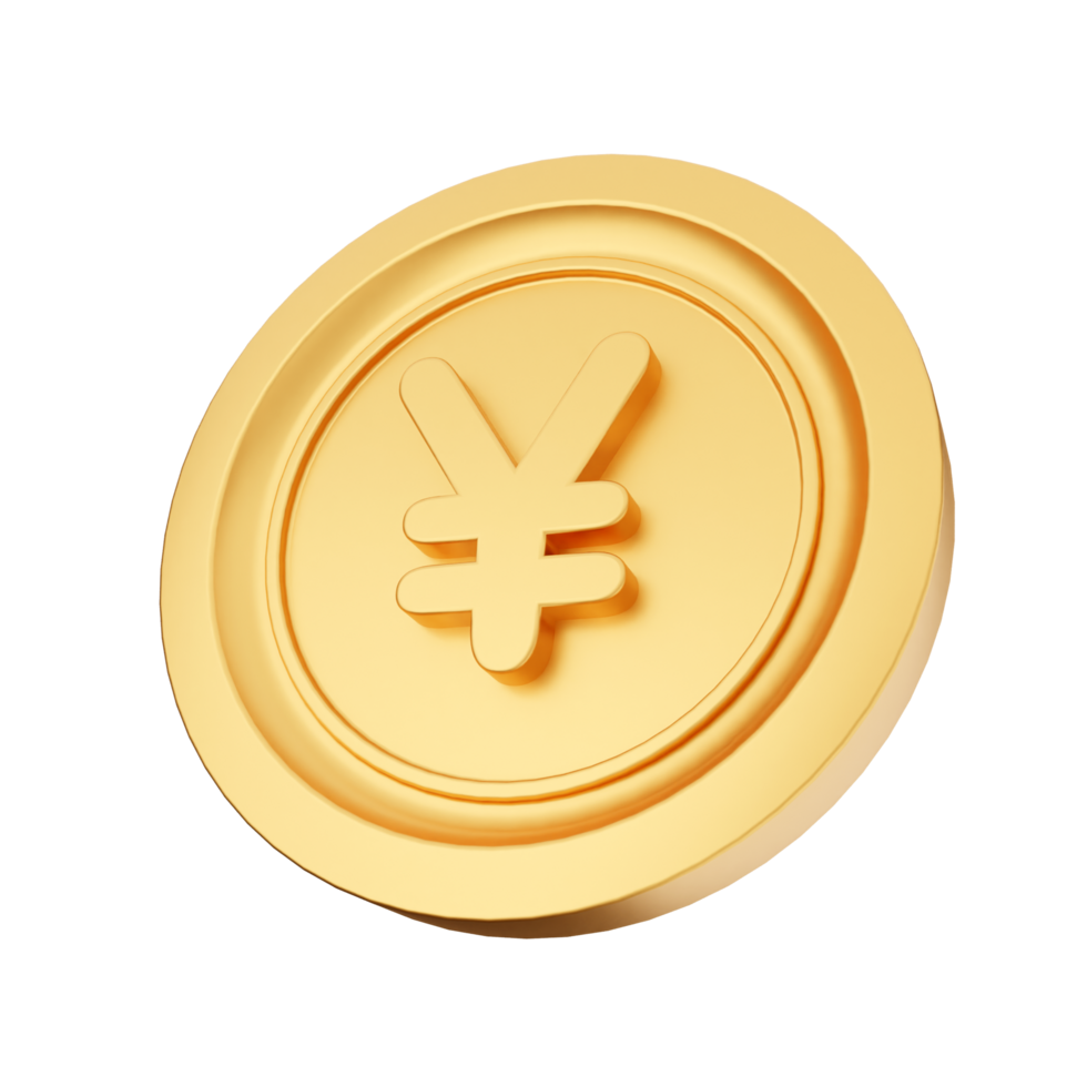 A golden coin with the symbol of the yen png