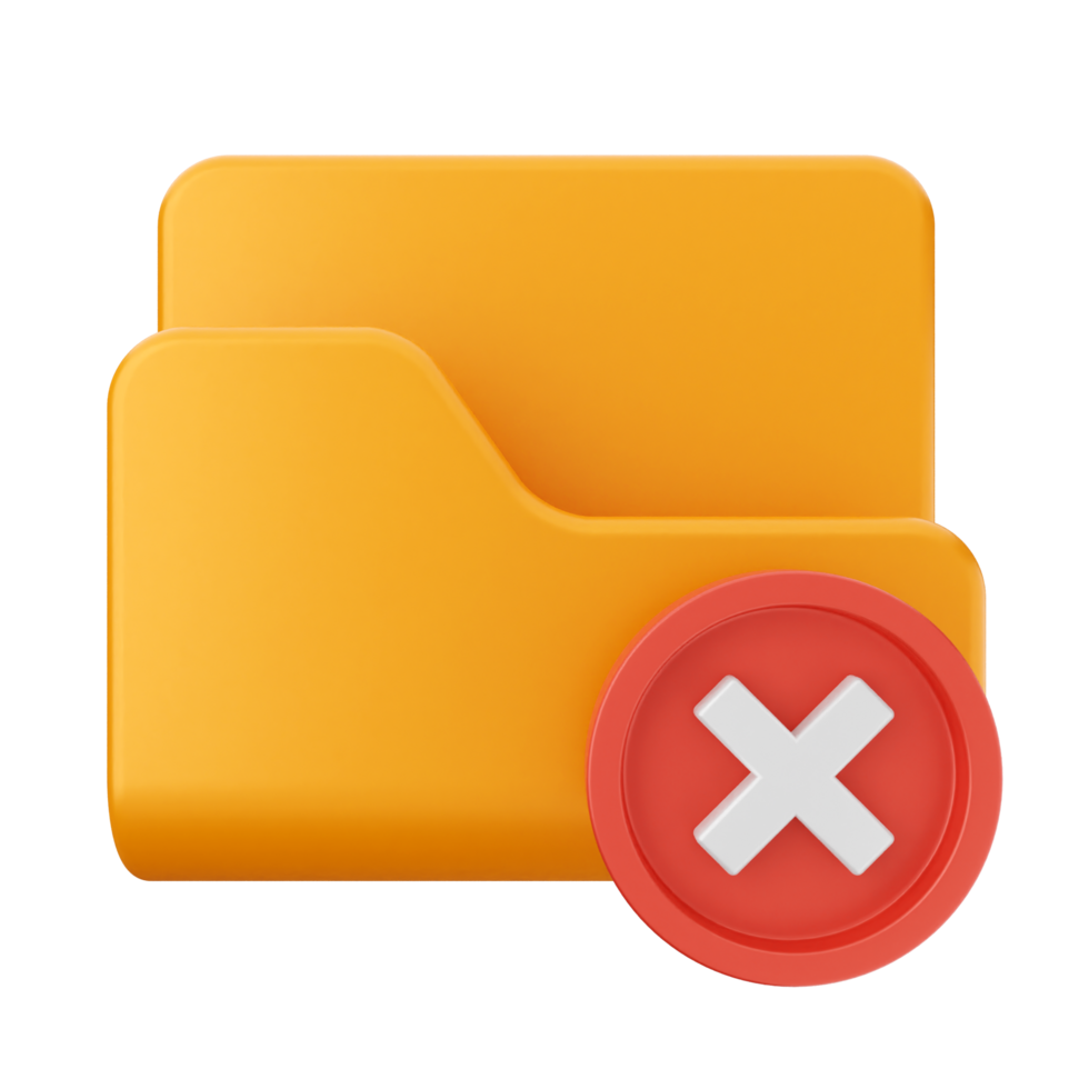 A folder with an x and a red mark on it png
