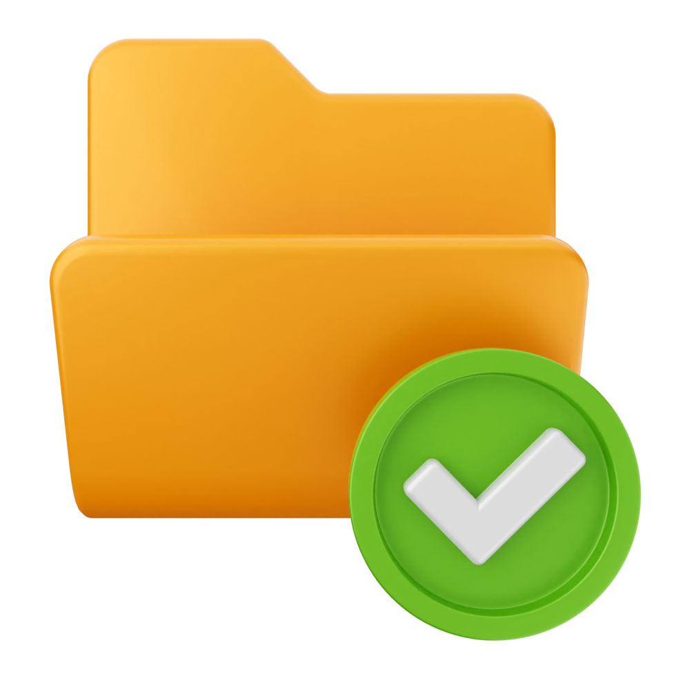 An orange folder with a green tick and a green check png