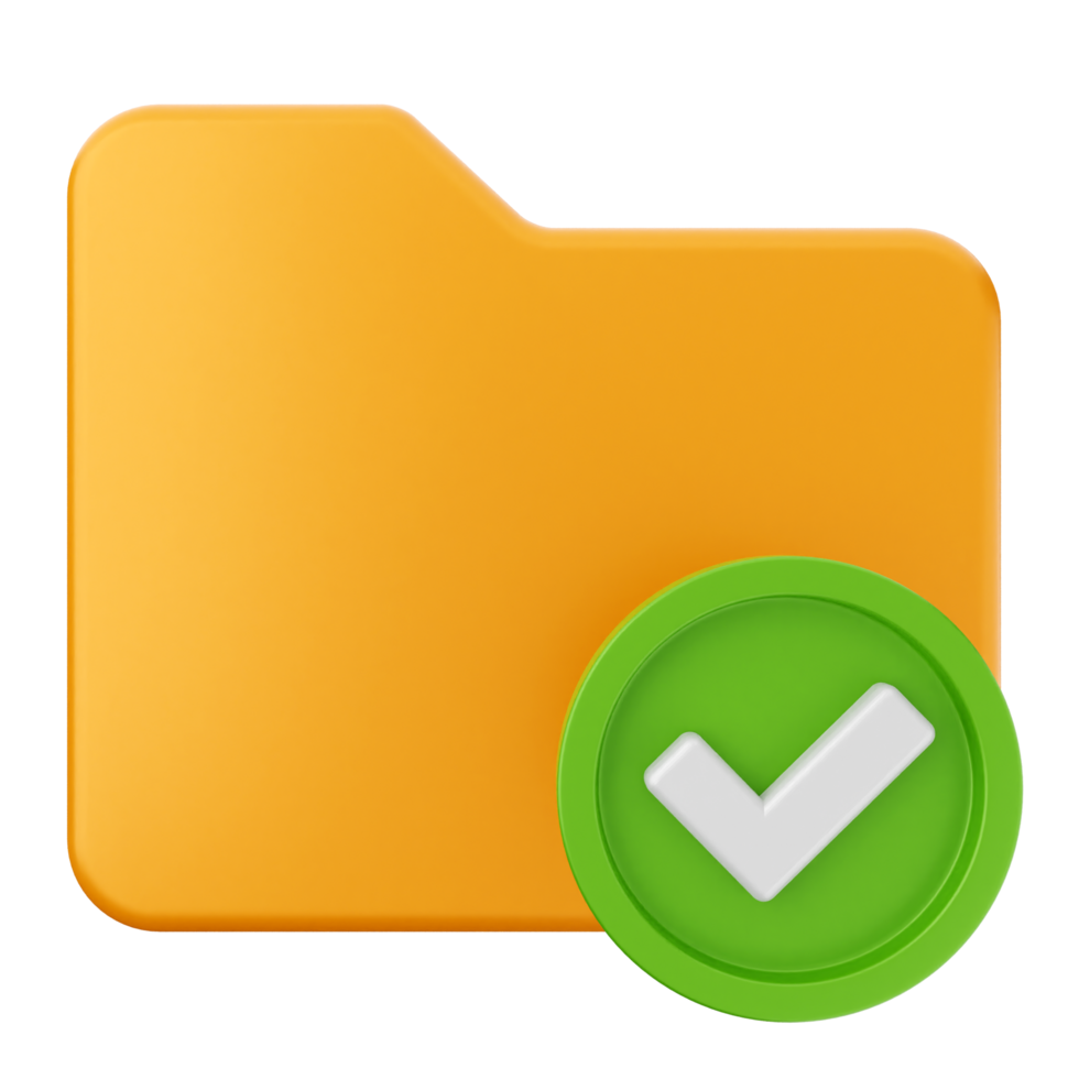 An orange folder with a green tick mark png