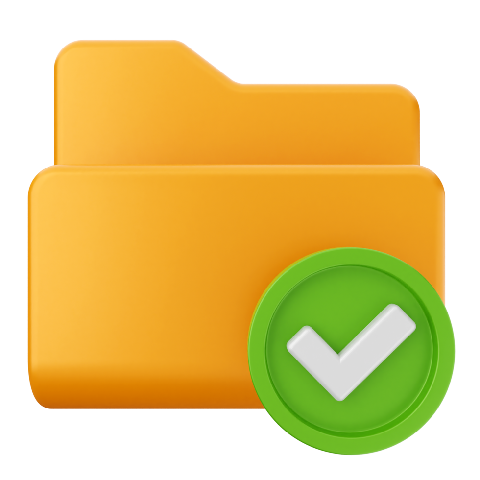 An orange folder with a green tick and a green check mark png