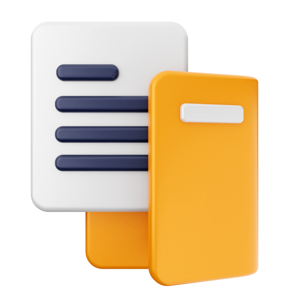 A yellow and white folder with a blue and white square png