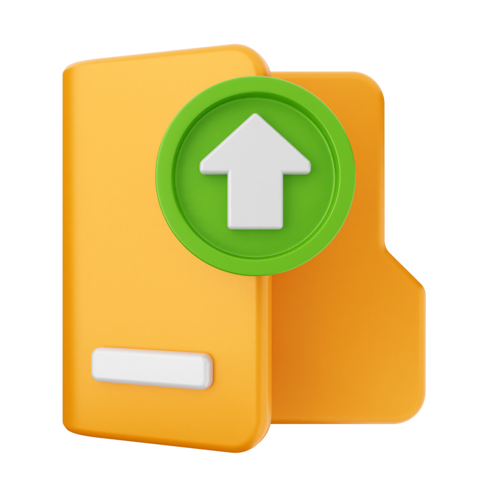 A folder with an arrow pointing up and a green icon png