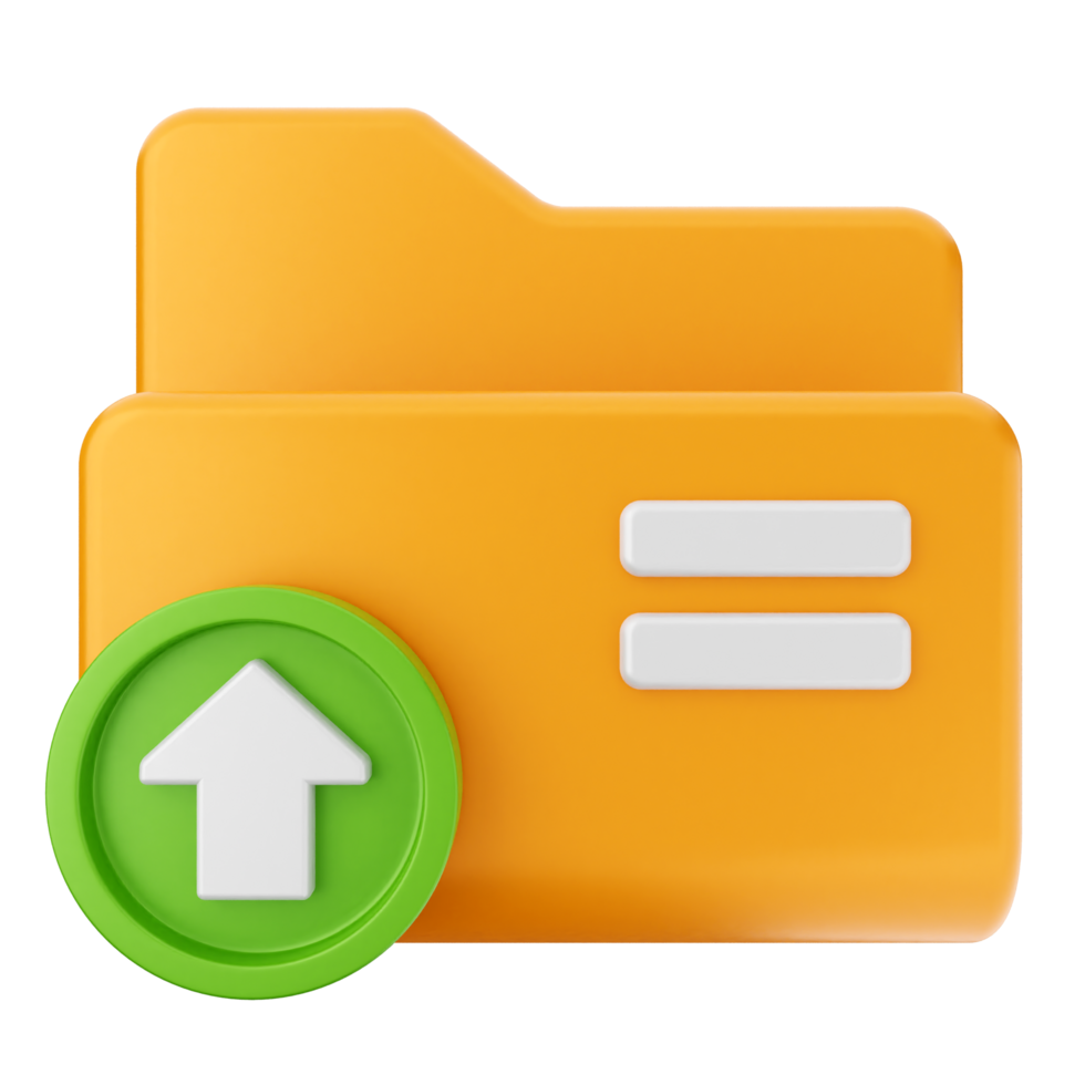 An orange folder with an arrow and a green button png