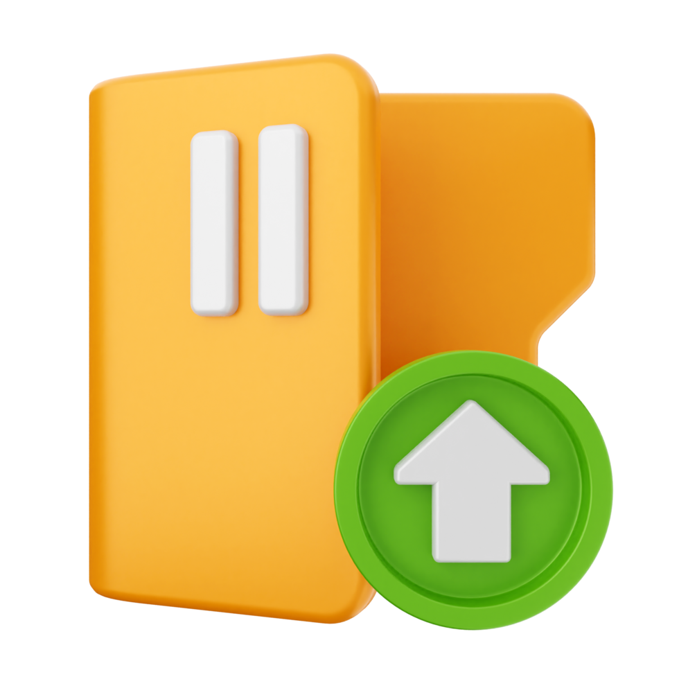A folder with an arrow pointing up and a green button png