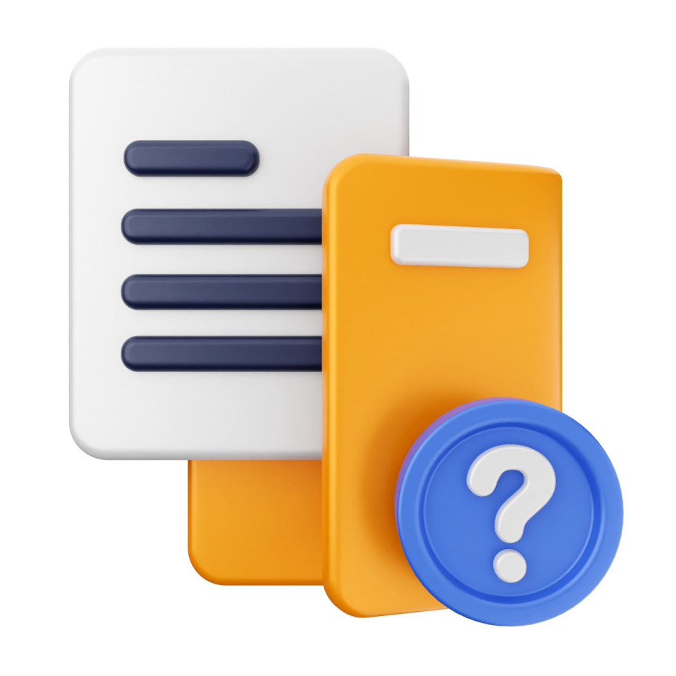 A document with question mark and a blue button png