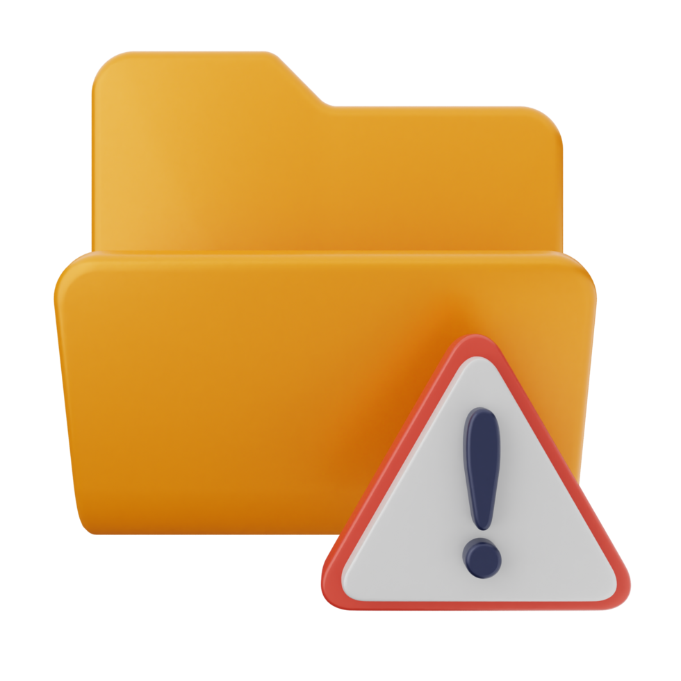 An orange folder with a warning sign on it png
