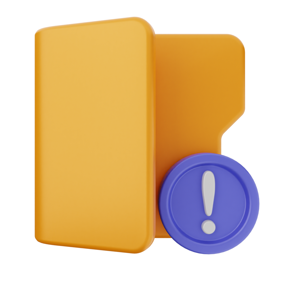 A folder with a blue and orange folder and a yellow exclamation mark png