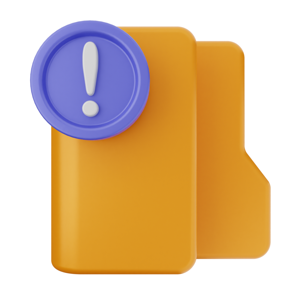 An orange folder with a purple exclamation mark on it png
