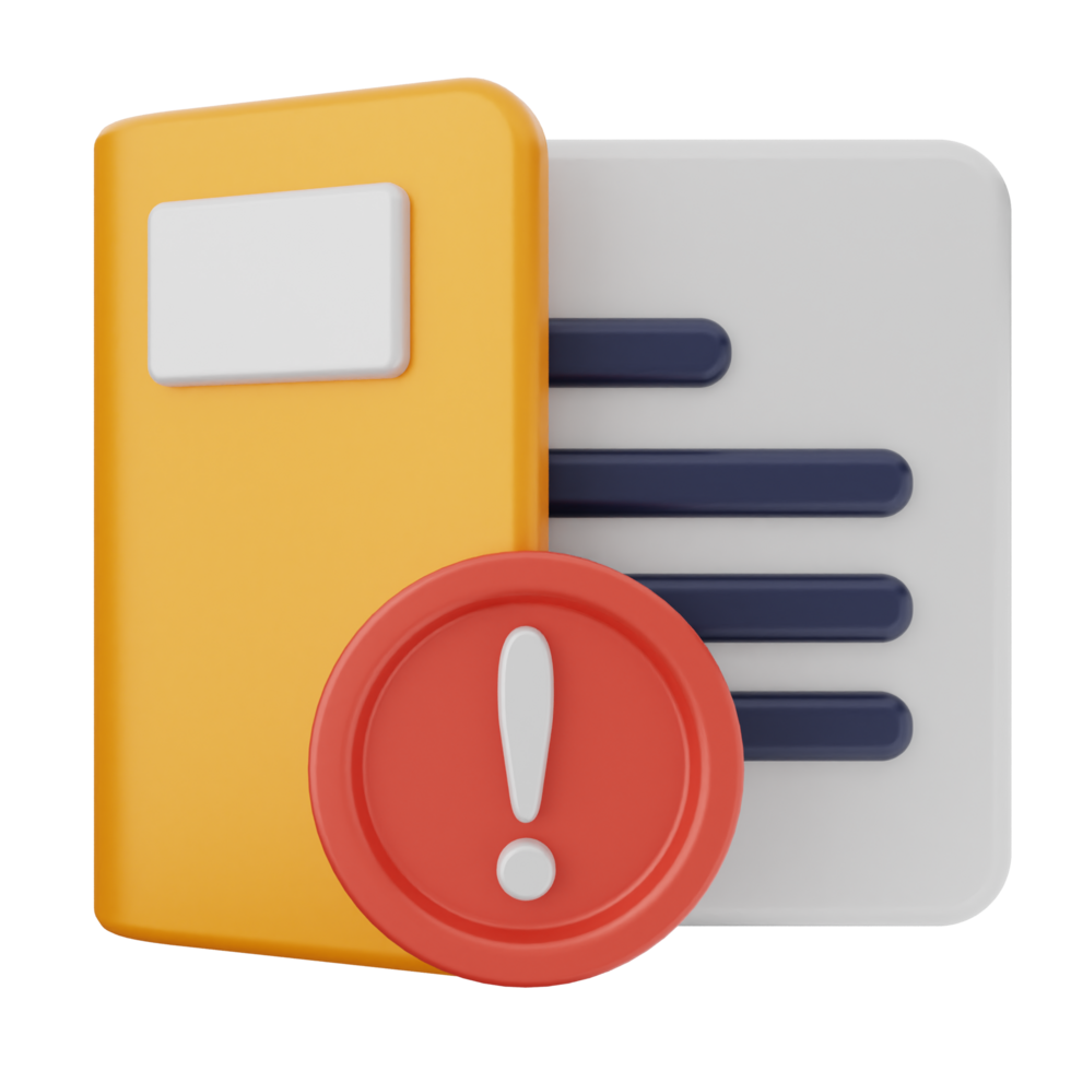 A folder with a red exclamation mark and a yellow document png