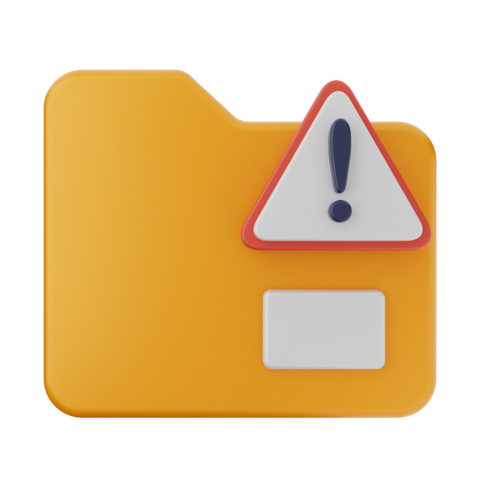 An icon of a folder with a warning sign png