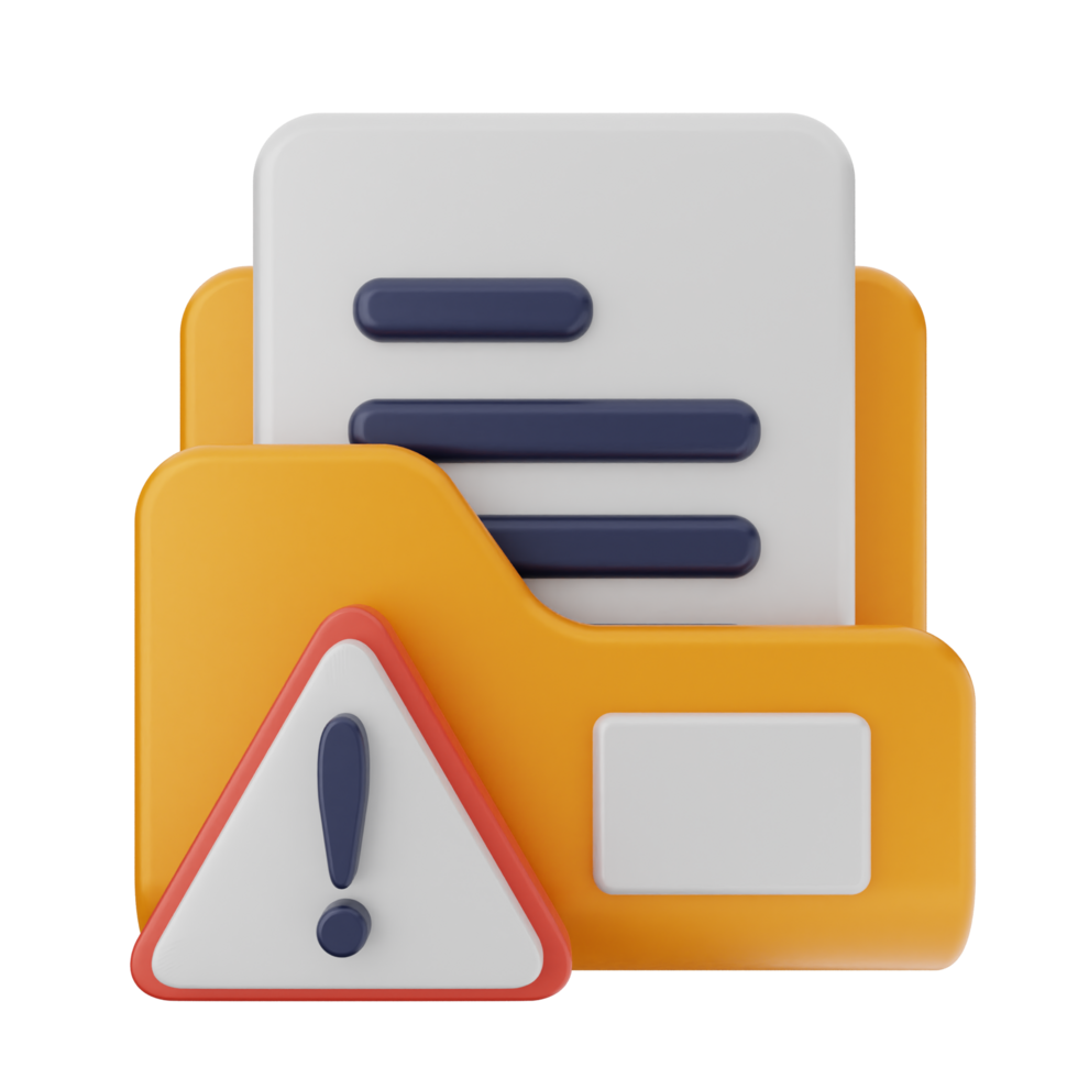 An icon of a folder with a file and a caution sign png