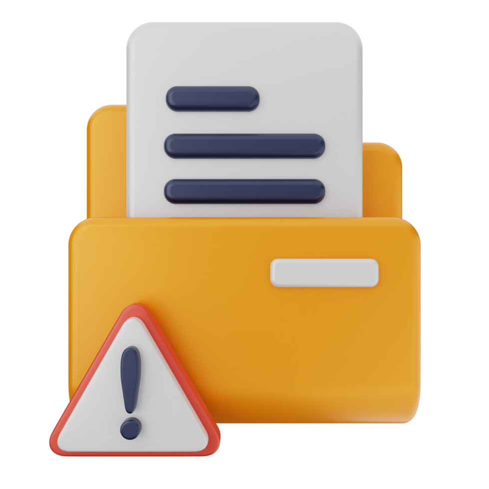 An icon of a folder with a document and a caution sign png