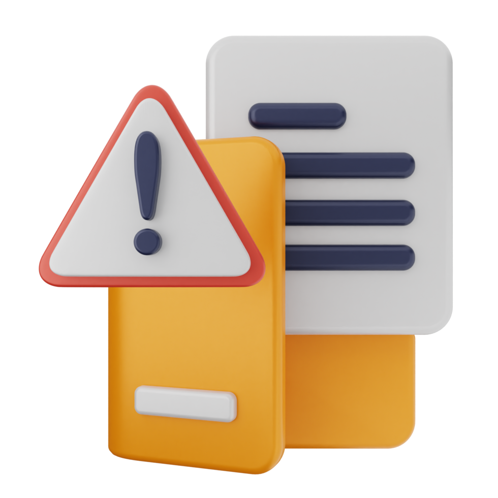 A file folder with a warning sign and a document png