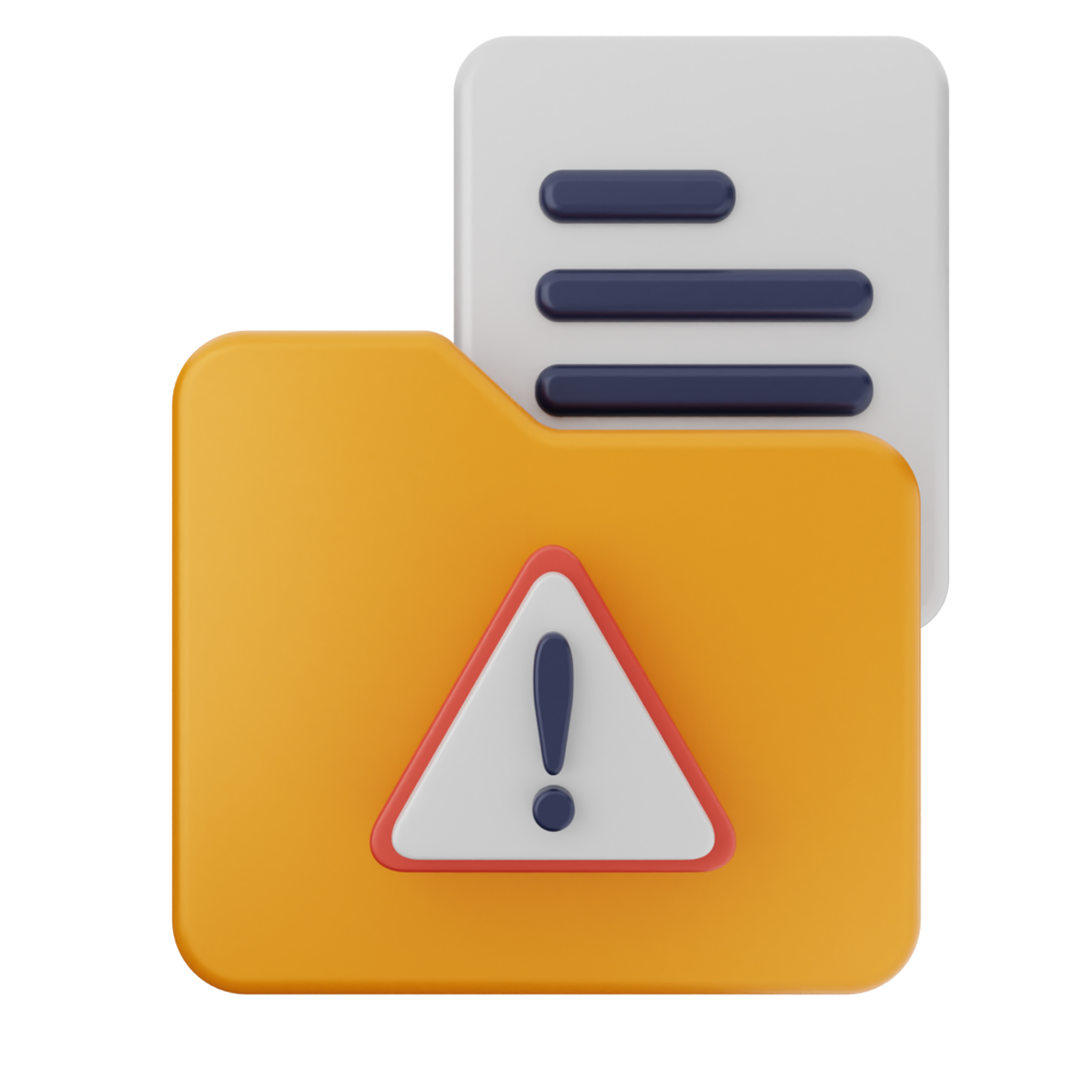A folder with a warning sign and a document png