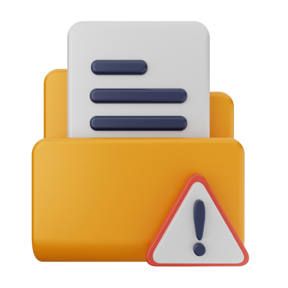 A folder with a document and a caution sign png